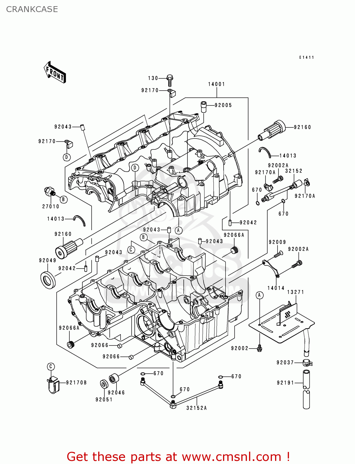 CRANKCASE ZX900E1P NINJA ZX9R 2000 EUROPE UK FR IS NR