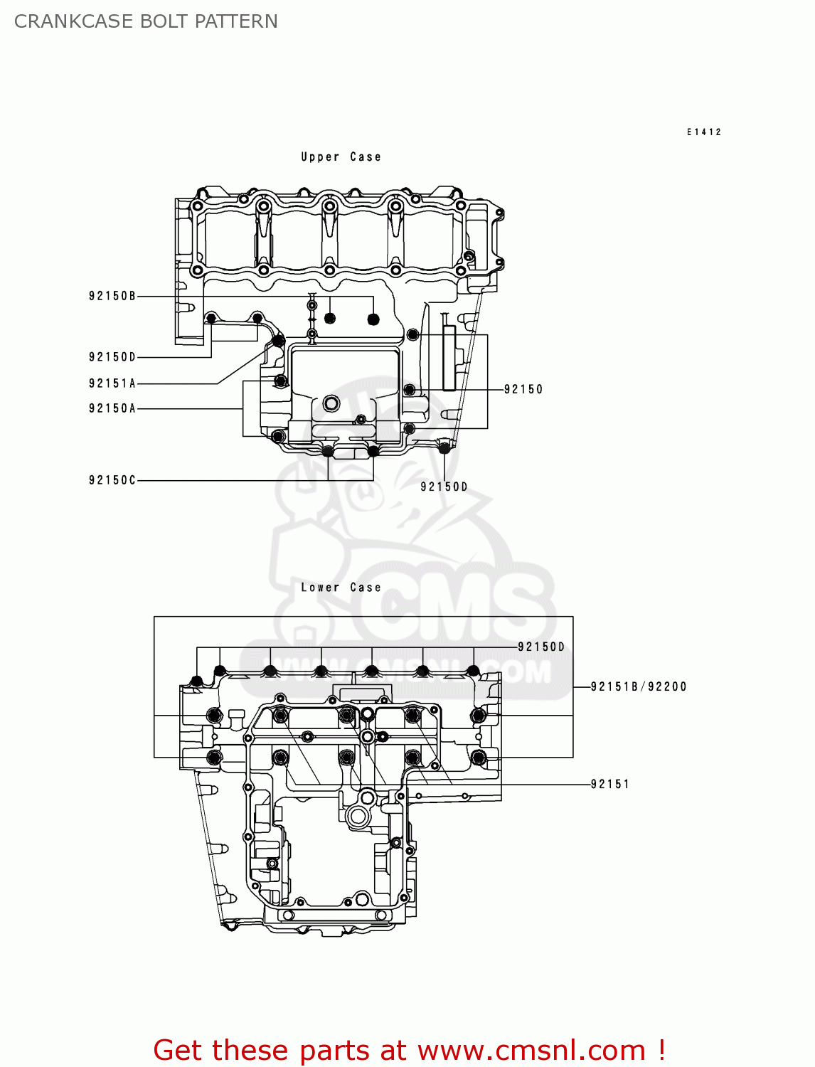 CRANKCASE BOLT PATTERN ZX900E1P NINJA ZX9R 2000 EUROPE UK FR IS NR