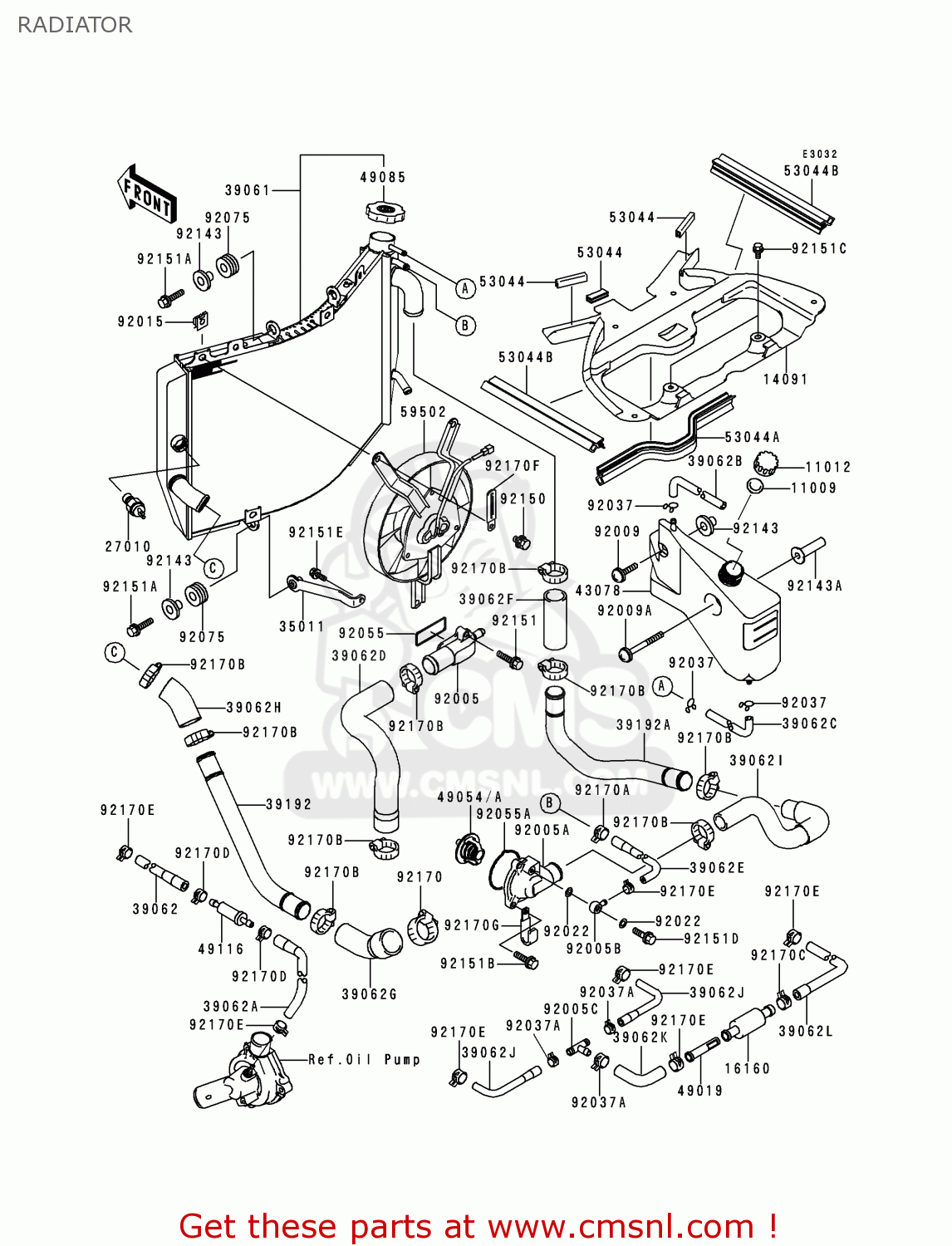 RADIATOR ZX900E1P NINJA ZX9R 2000 EUROPE UK FR IS NR