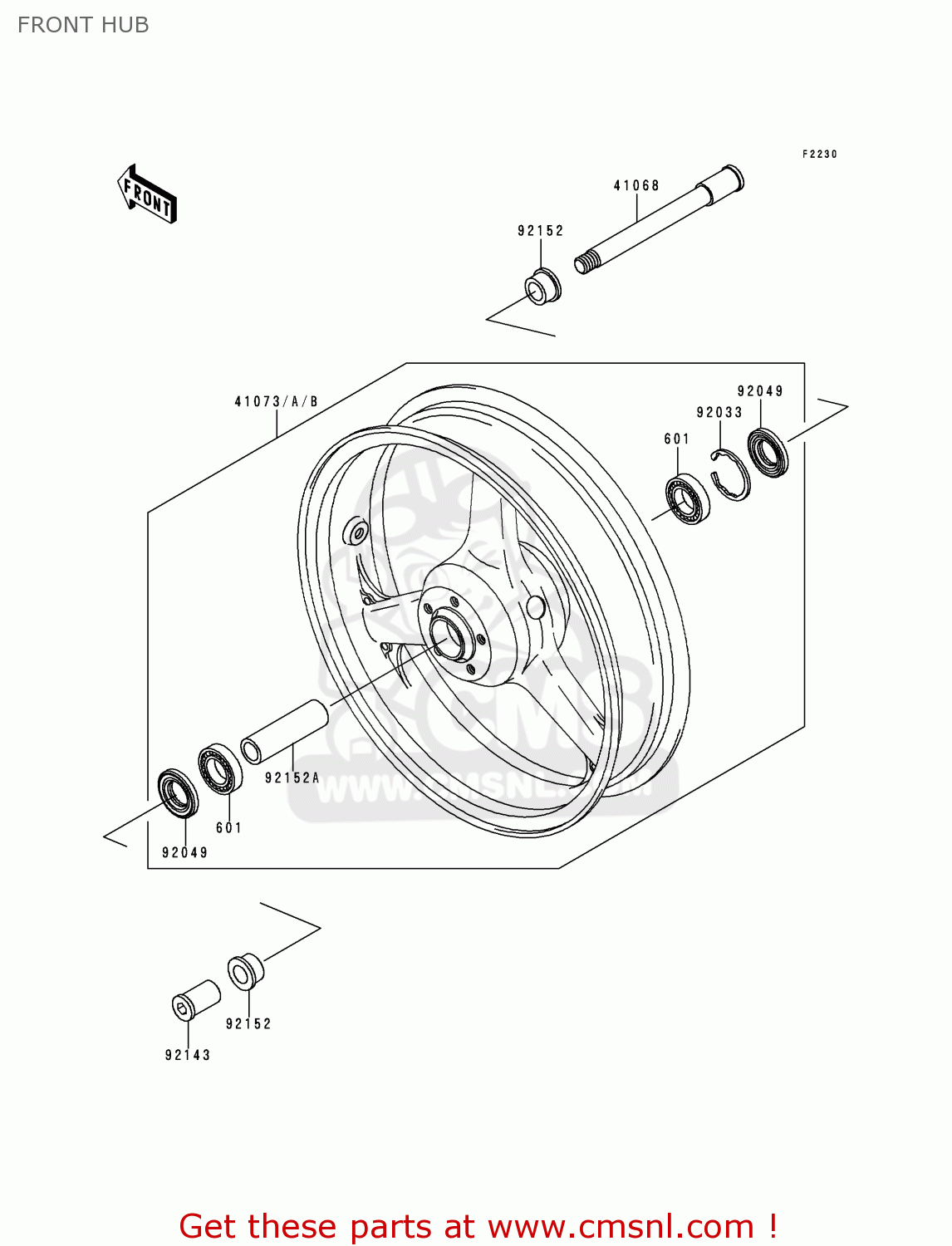 FRONT HUB ZX900E1P NINJA ZX9R 2000 EUROPE UK FR IS NR