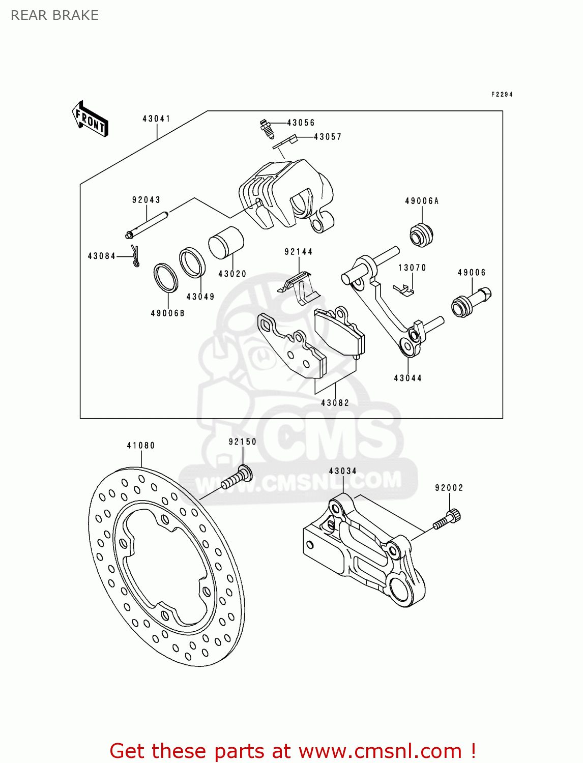 REAR BRAKE ZX900E1P NINJA ZX9R 2000 EUROPE UK FR IS NR
