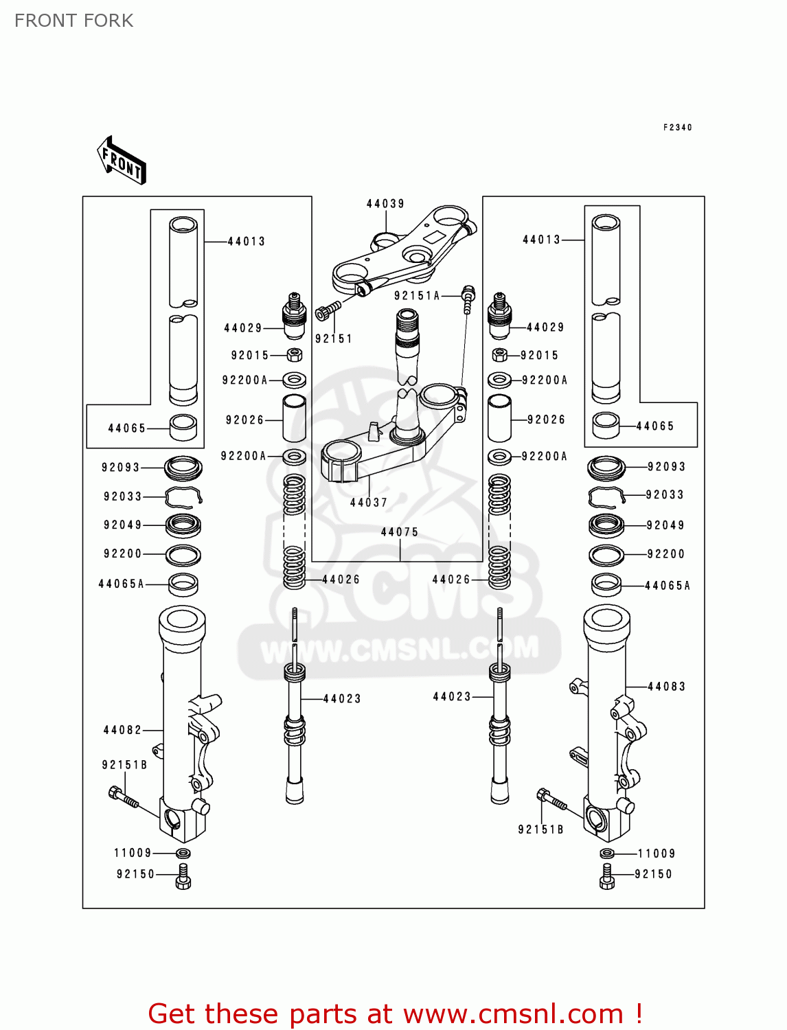 FRONT FORK ZX900E1P NINJA ZX9R 2000 EUROPE UK FR IS NR