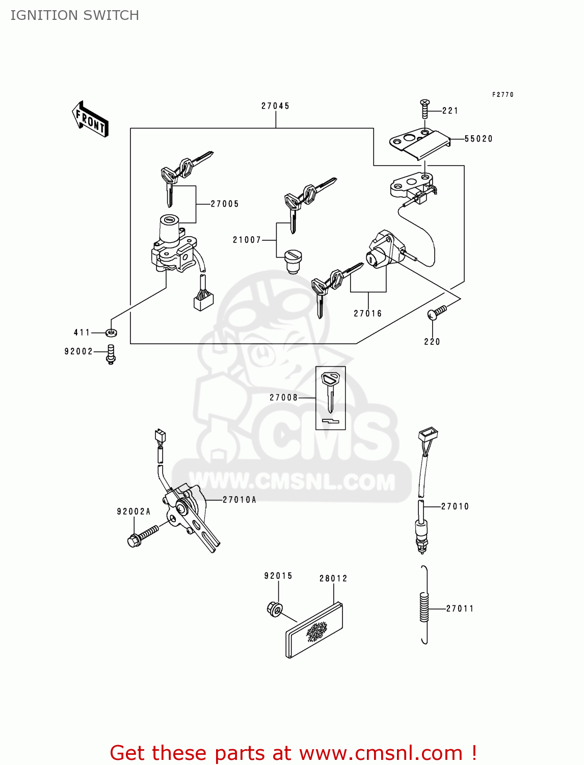 IGNITION SWITCH ZX900E1P NINJA ZX9R 2000 EUROPE UK FR IS NR