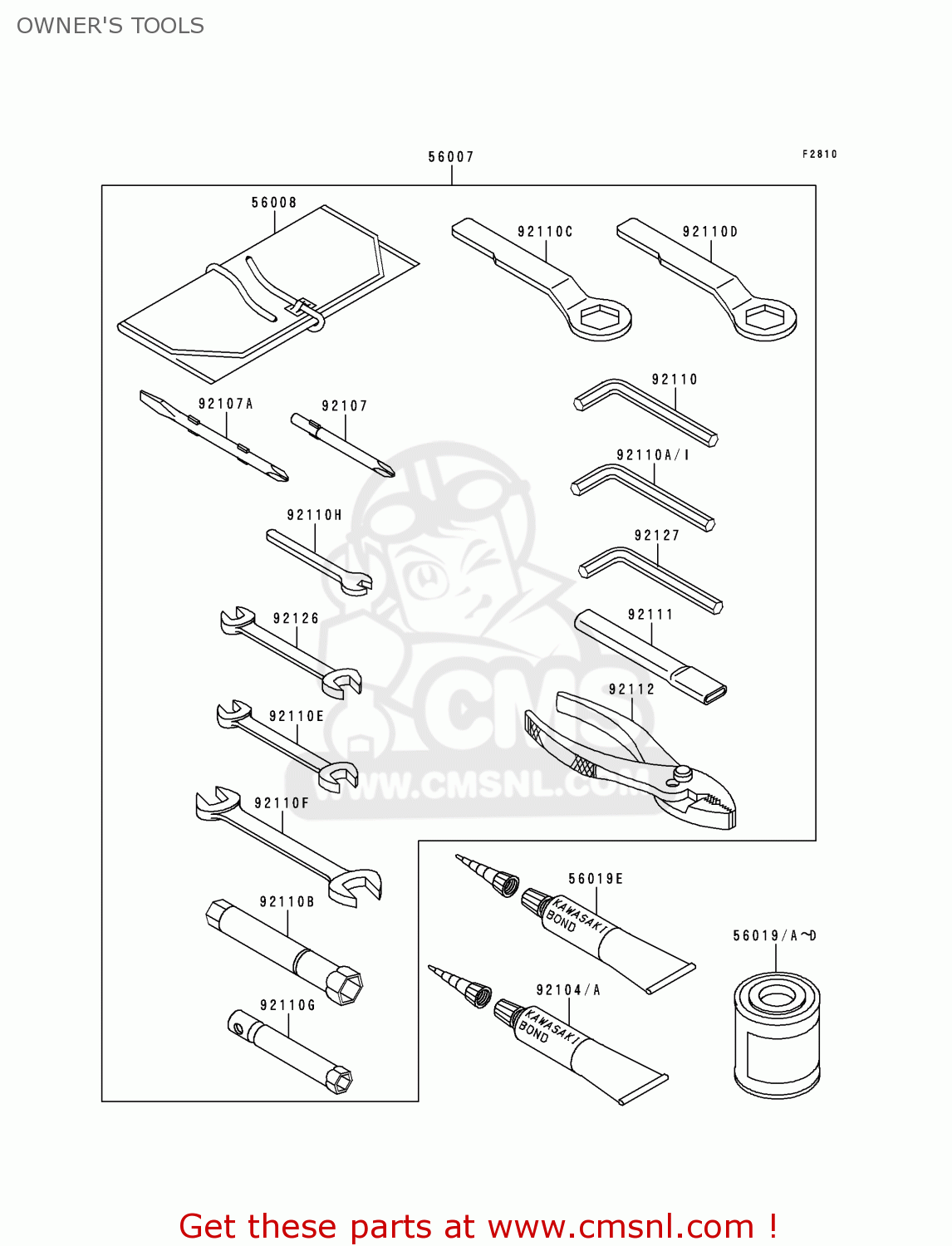 OWNER'S TOOLS ZX900E1P NINJA ZX9R 2000 EUROPE UK FR IS NR