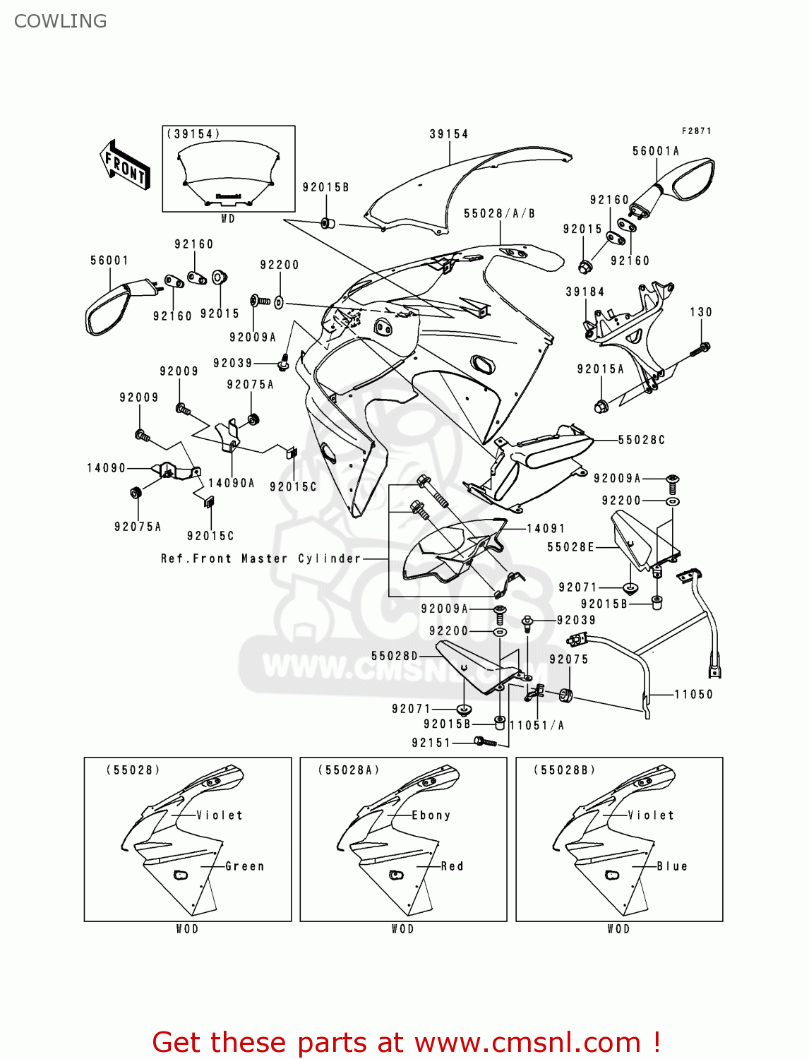 COWLING ZX900E1P NINJA ZX9R 2000 EUROPE UK FR IS NR