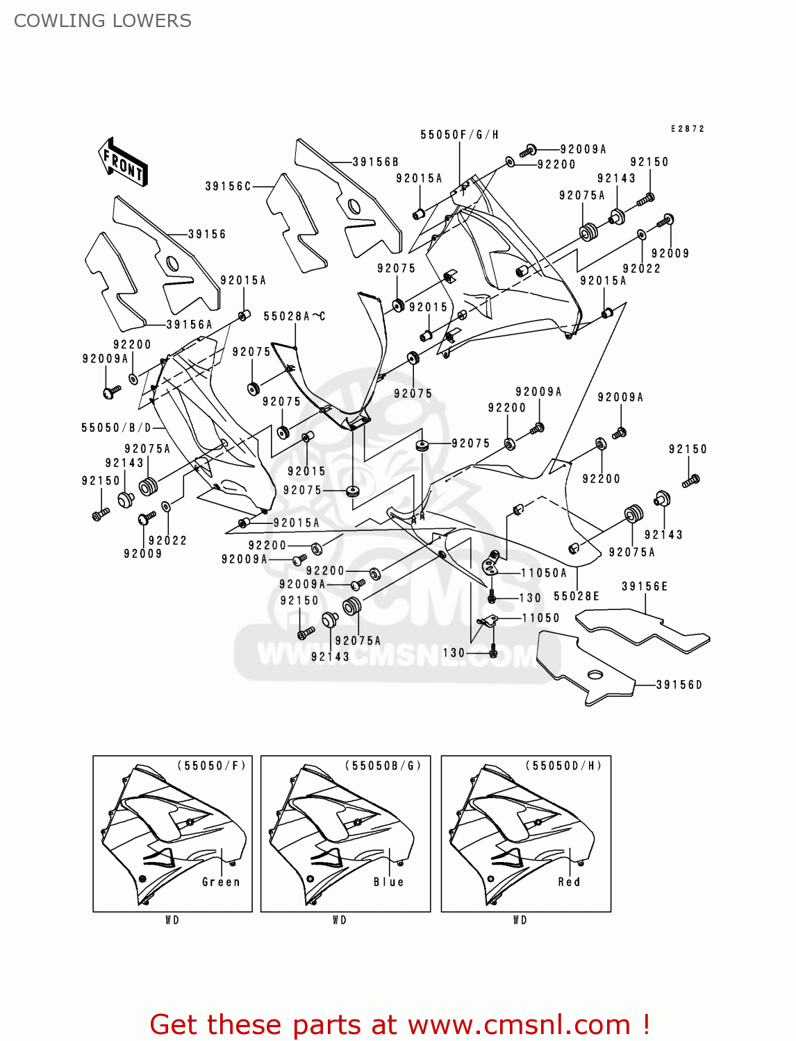 COWLING LOWERS ZX900E1P NINJA ZX9R 2000 EUROPE UK FR IS NR