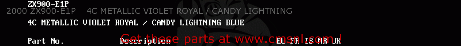 2000 ZX900-E1P    4C METALLIC VIOLET ROYAL / CANDY LIGHTNING ZX900E1P NINJA ZX9R 2000 EUROPE UK FR IS NR