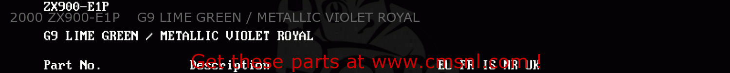 2000 ZX900-E1P    G9 LIME GREEN / METALLIC VIOLET ROYAL ZX900E1P NINJA ZX9R 2000 EUROPE UK FR IS NR