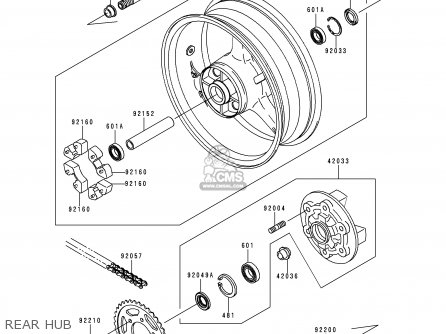 REAR HUB - ZX900E1P NINJA ZX9R 2000 EUROPE UK FR IS NR