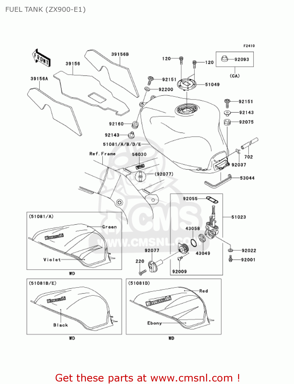 FUEL TANK (ZX900-E1) ZX900E2 NINJA ZX9R 2001 USA CALIFORNIA CANADA