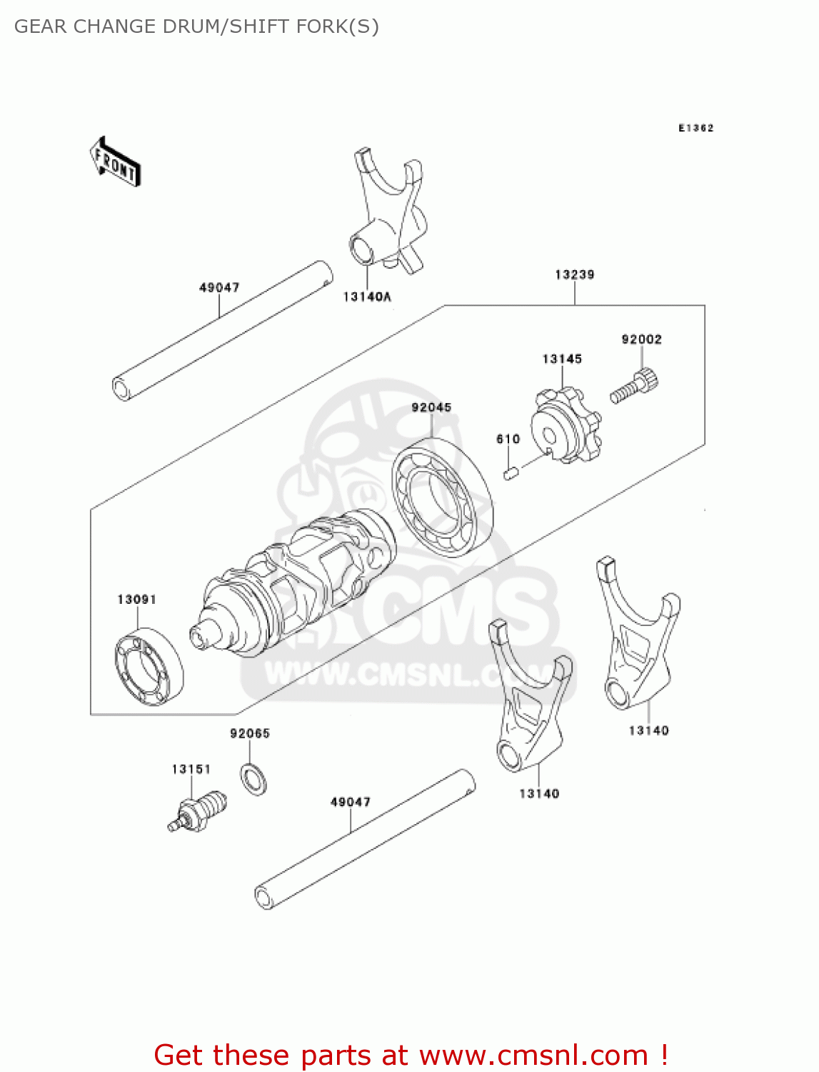 GEAR CHANGE DRUM/SHIFT FORK(S) ZX900E2 NINJA ZX9R 2001 USA CALIFORNIA CANADA