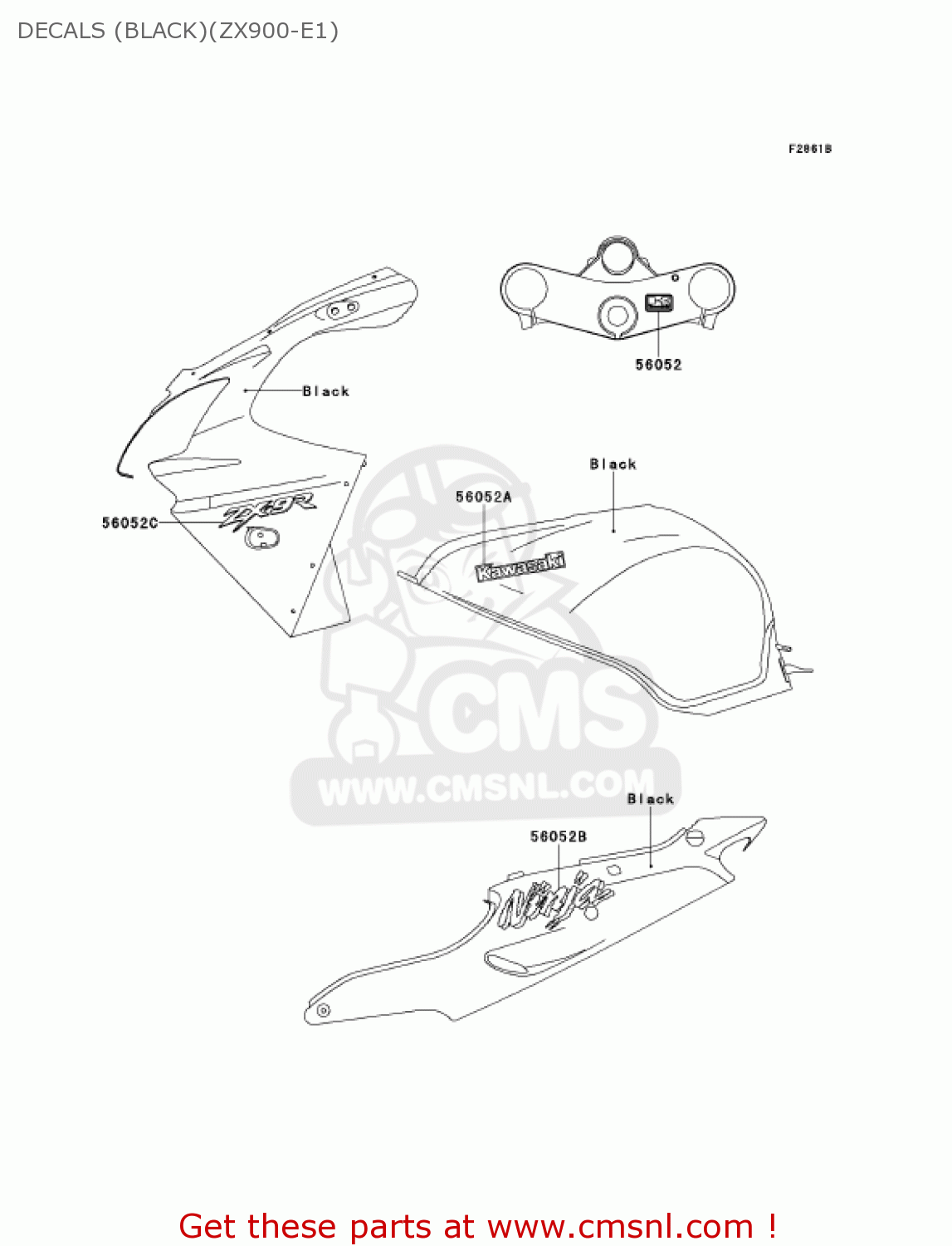 DECALS (BLACK)(ZX900-E1) ZX900E2 NINJA ZX9R 2001 USA CALIFORNIA CANADA