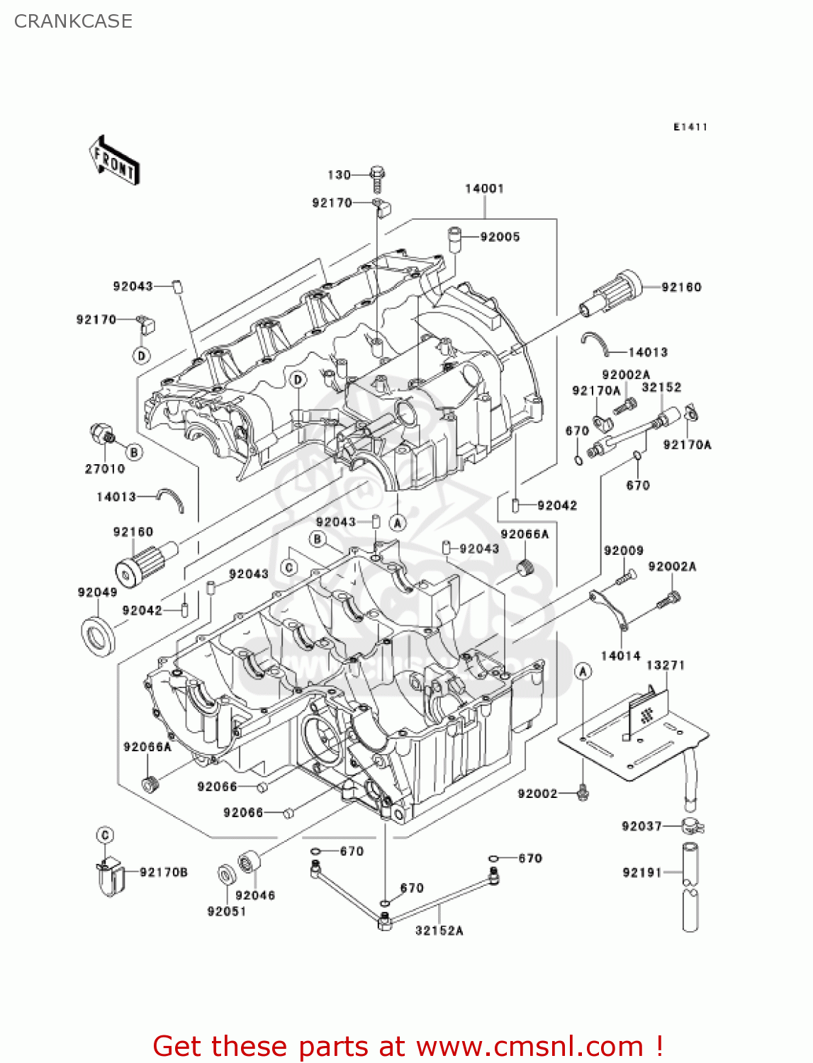 CRANKCASE ZX900E2 NINJA ZX9R 2001 USA CALIFORNIA CANADA