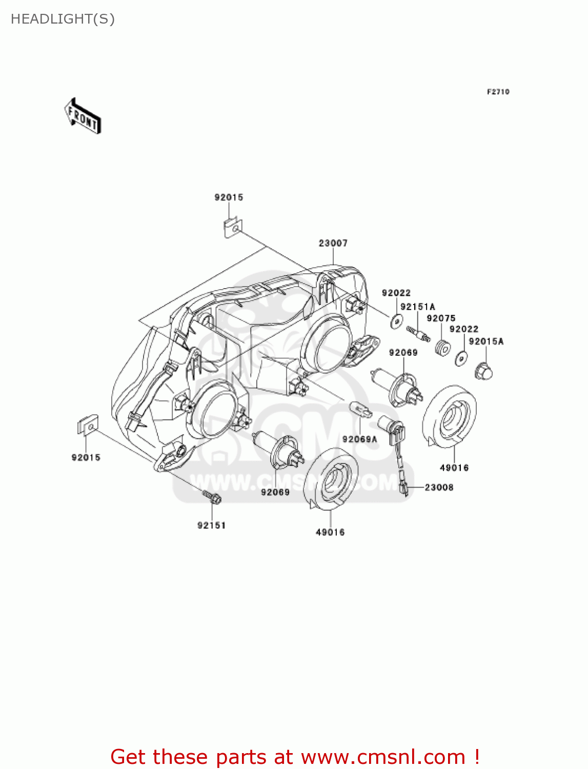 HEADLIGHT(S) ZX900E2 NINJA ZX9R 2001 USA CALIFORNIA CANADA
