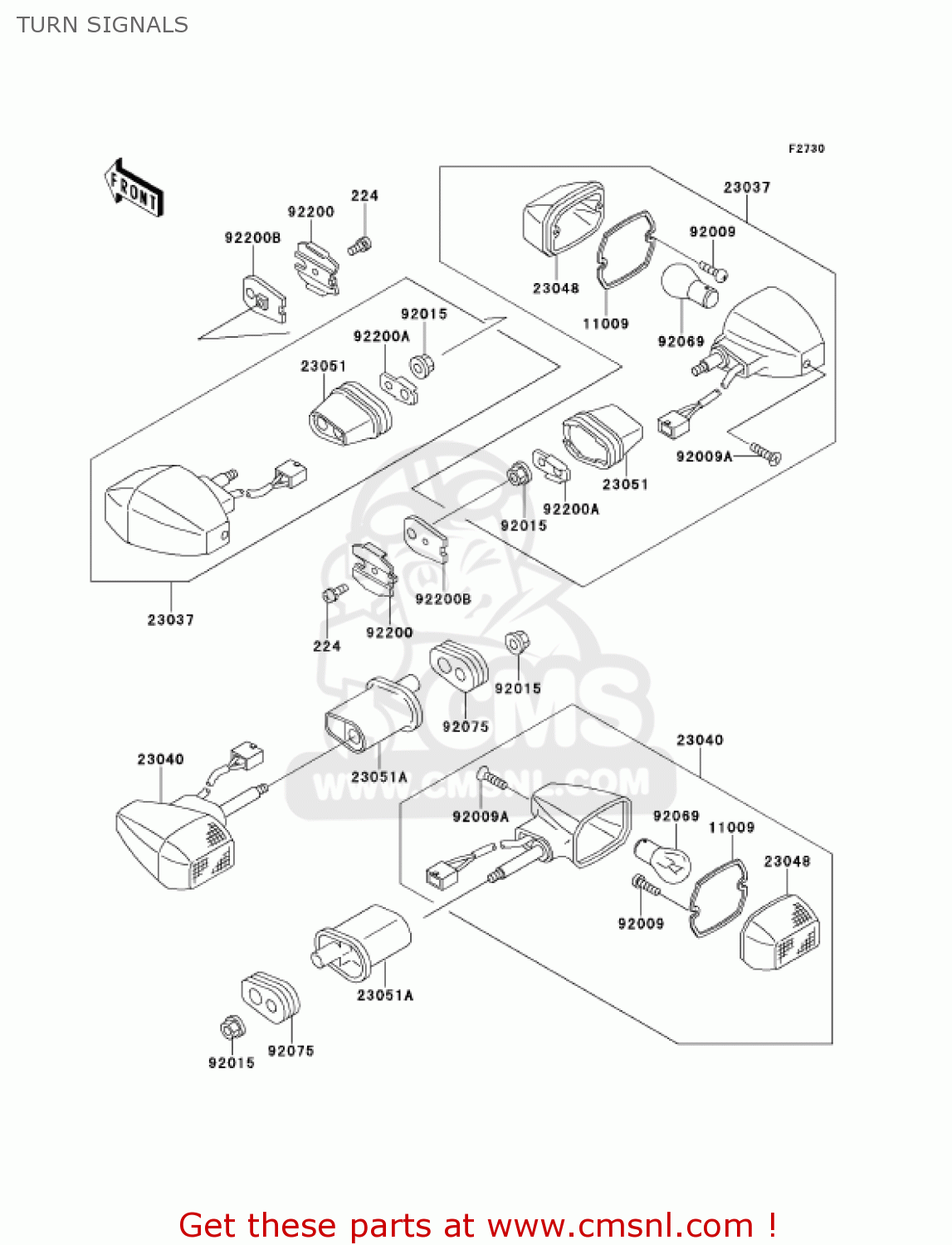 TURN SIGNALS ZX900E2 NINJA ZX9R 2001 USA CALIFORNIA CANADA