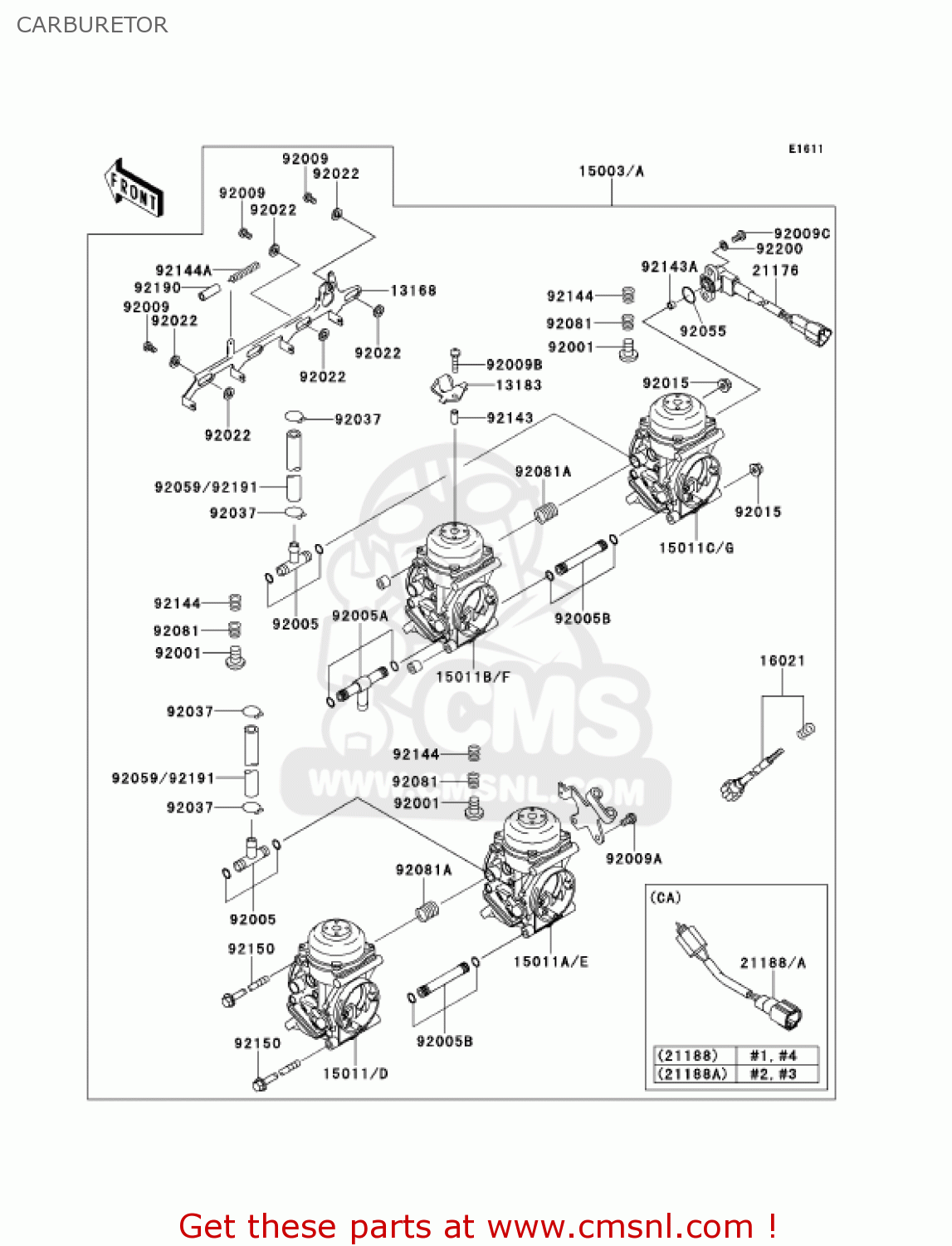 CARBURETOR ZX900E2 NINJA ZX9R 2001 USA CALIFORNIA CANADA