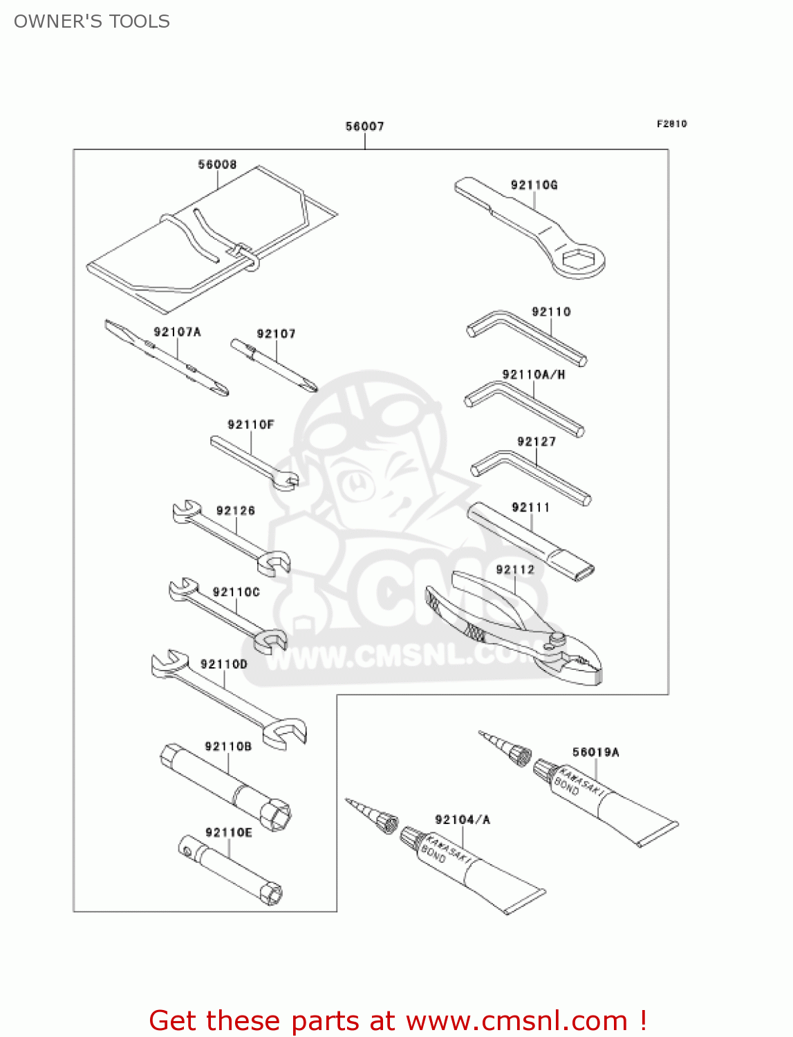 OWNER'S TOOLS ZX900E2 NINJA ZX9R 2001 USA CALIFORNIA CANADA