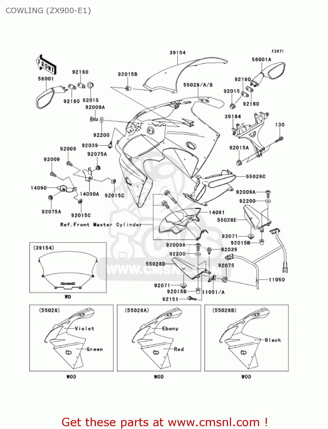 COWLING (ZX900-E1) ZX900E2 NINJA ZX9R 2001 USA CALIFORNIA CANADA