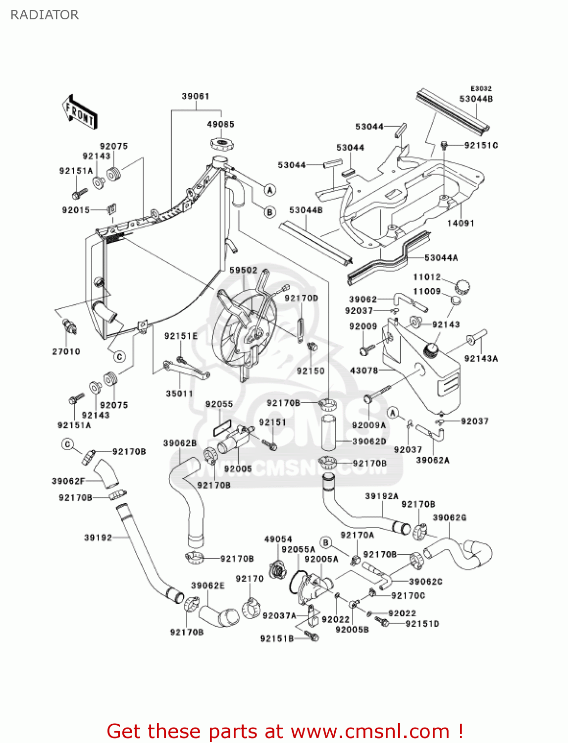 RADIATOR ZX900E2 NINJA ZX9R 2001 USA CALIFORNIA CANADA