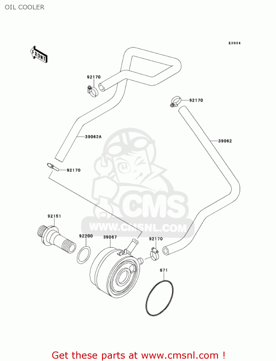 OIL COOLER ZX900E2 NINJA ZX9R 2001 USA CALIFORNIA CANADA