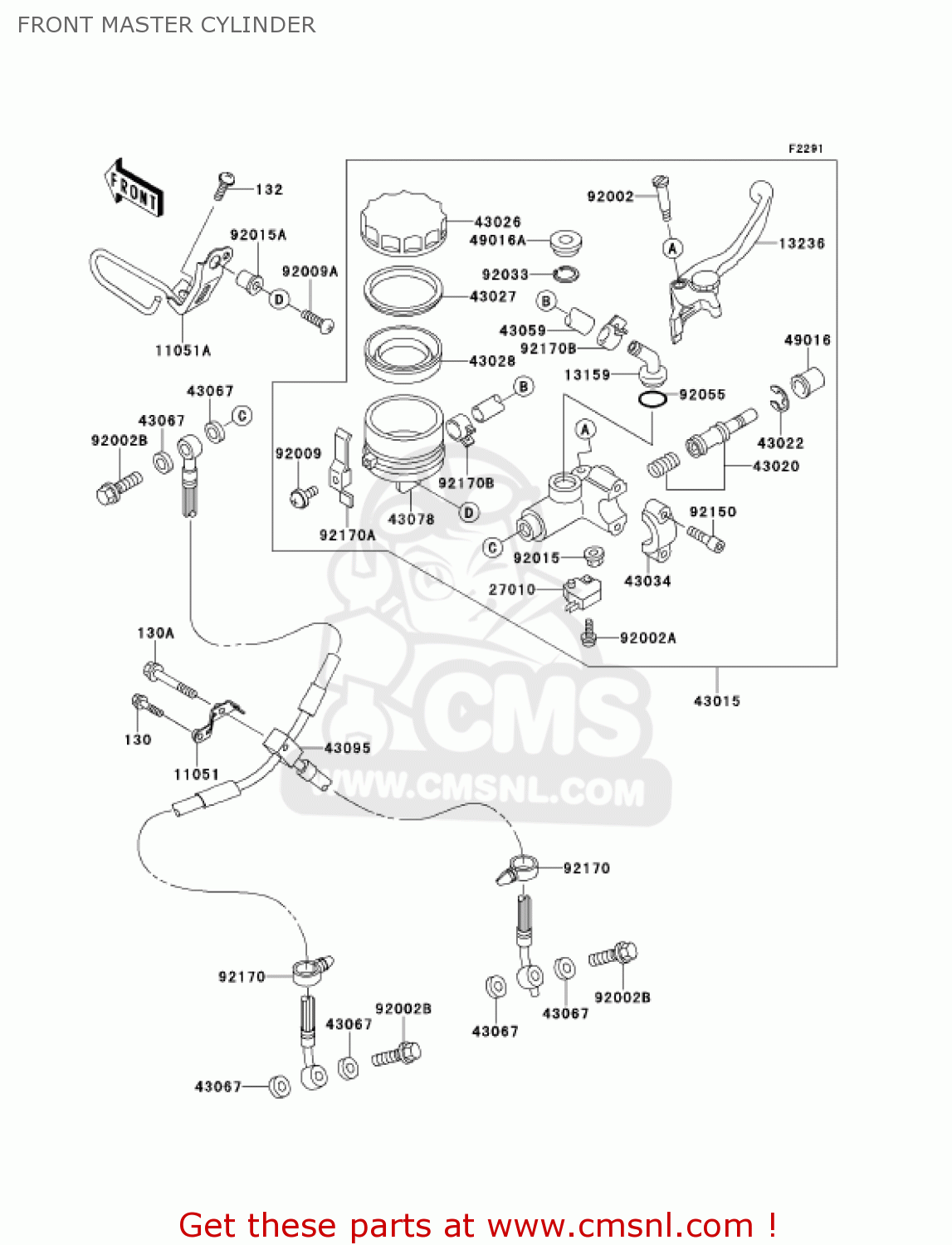 FRONT MASTER CYLINDER ZX900E2 NINJA ZX9R 2001 USA CALIFORNIA CANADA