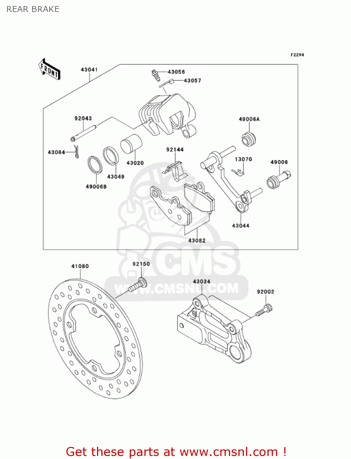 REAR BRAKE ZX900E2 NINJA ZX9R 2001 USA CALIFORNIA CANADA