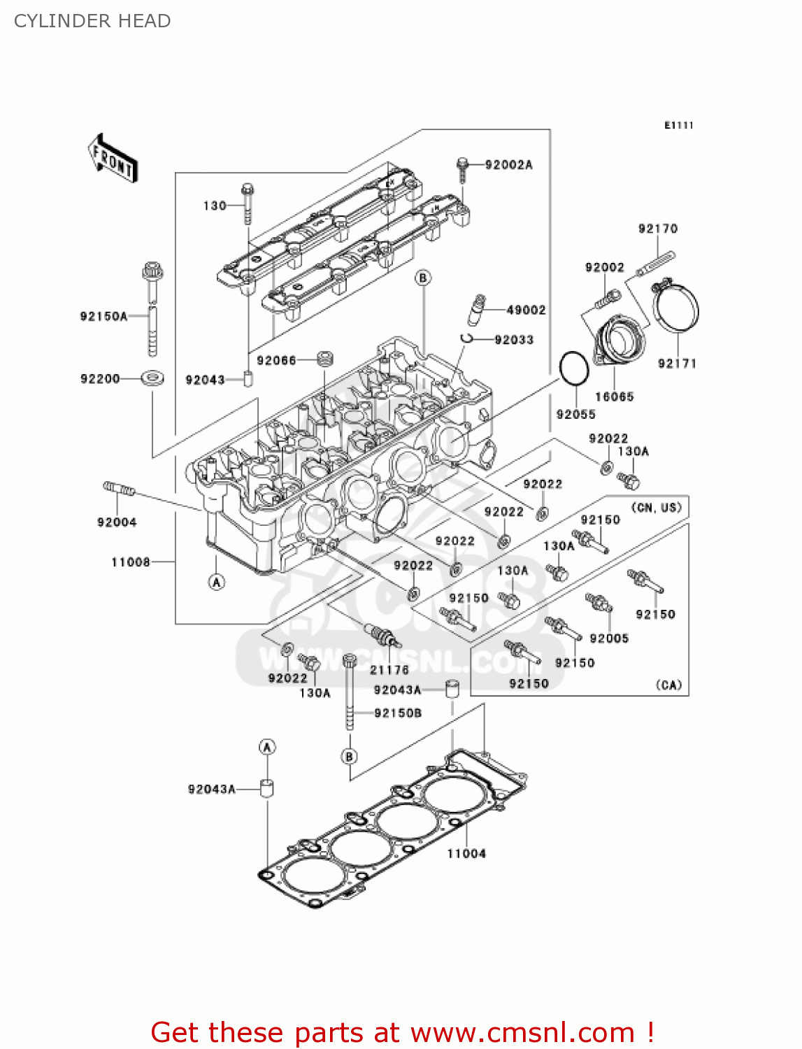 CYLINDER HEAD ZX900E2 NINJA ZX9R 2001 USA CALIFORNIA CANADA