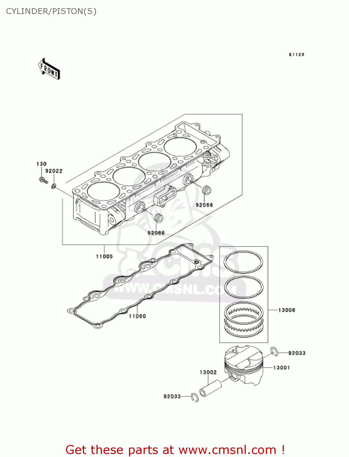 CYLINDER/PISTON(S) ZX900E2 NINJA ZX9R 2001 USA CALIFORNIA CANADA