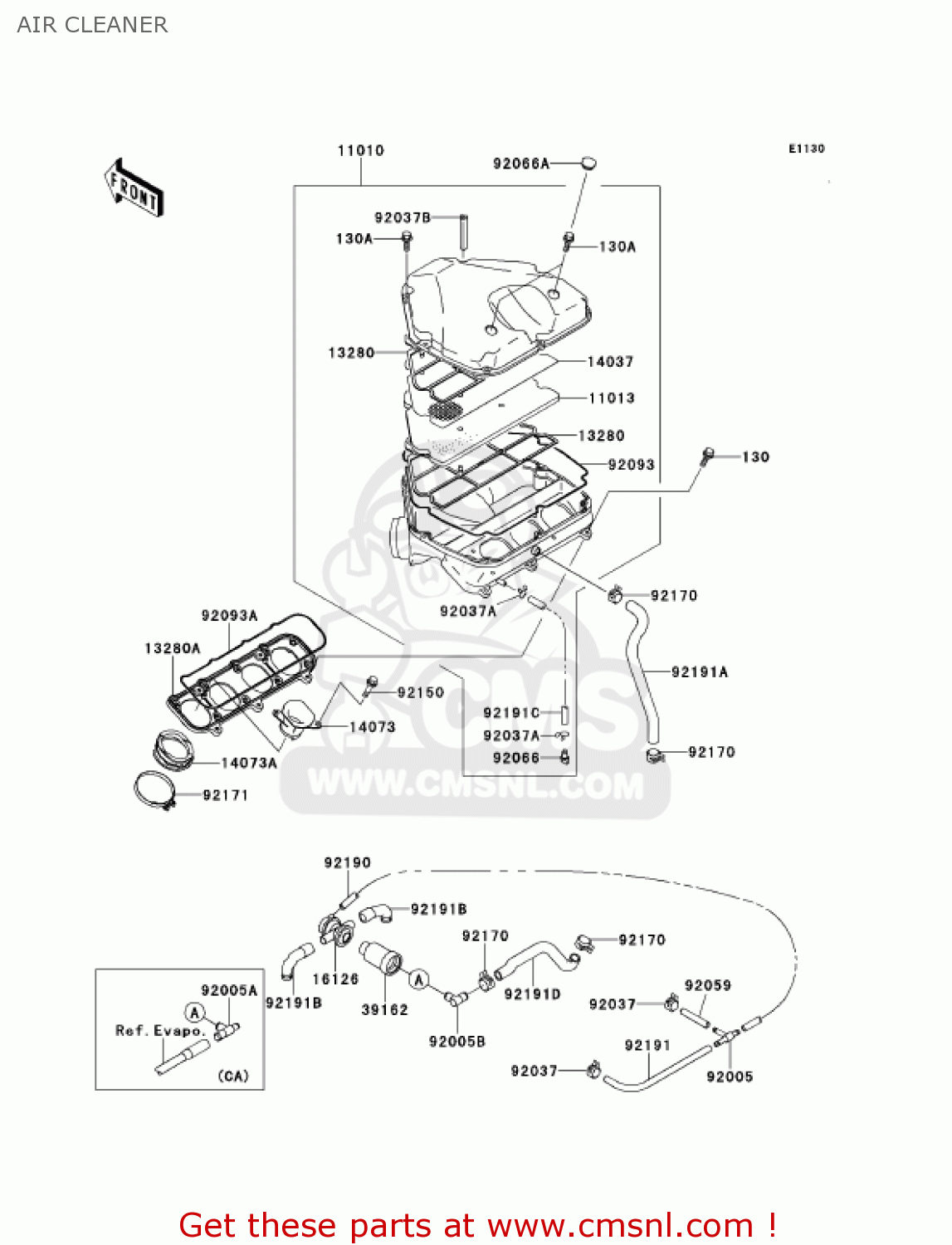 AIR CLEANER ZX900E2 NINJA ZX9R 2001 USA CALIFORNIA CANADA
