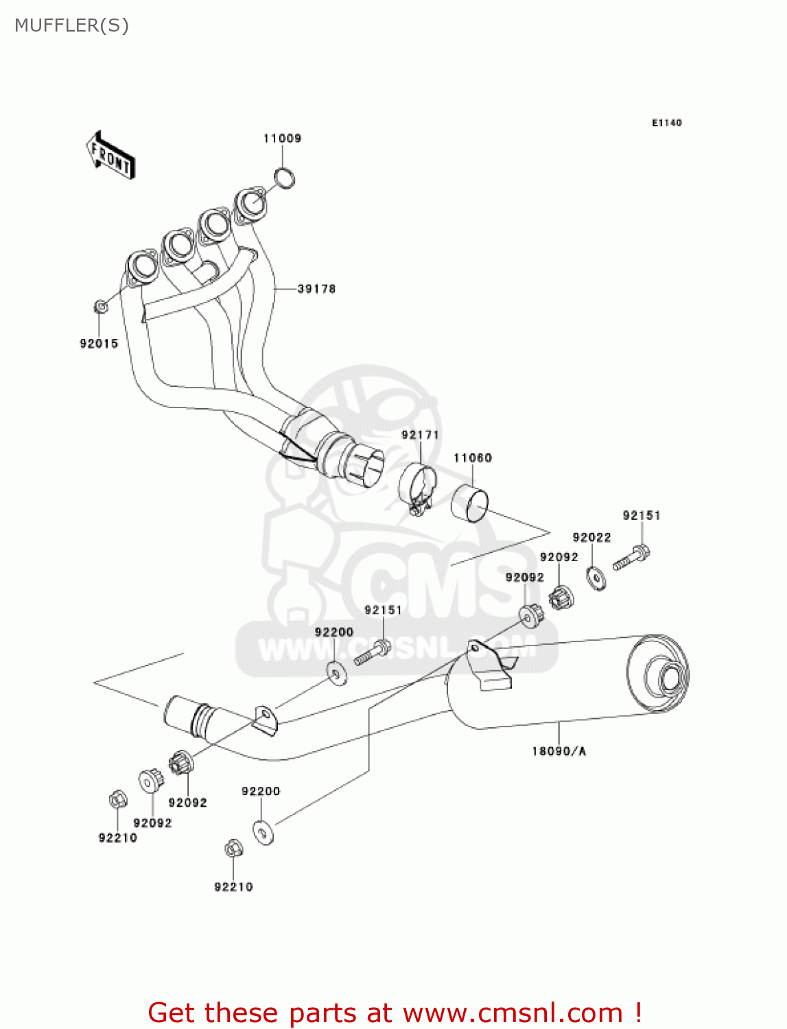 MUFFLER(S) ZX900E2 NINJA ZX9R 2001 USA CALIFORNIA CANADA