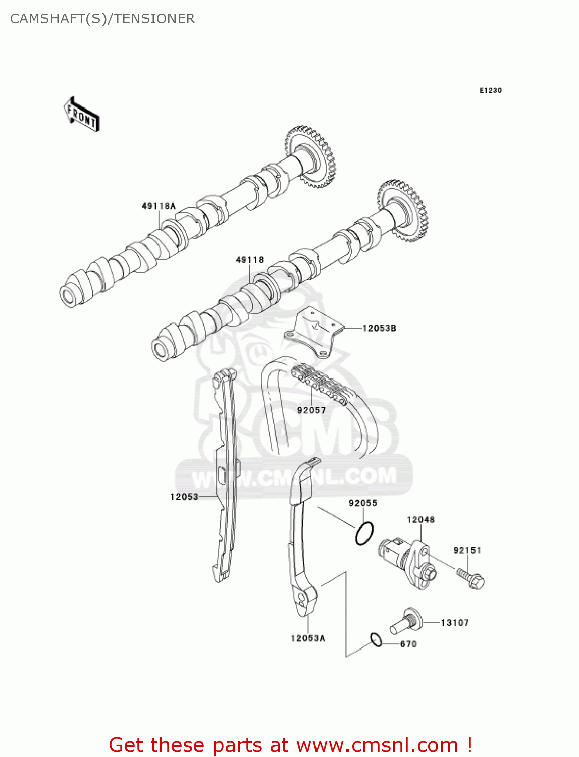 CAMSHAFT(S)/TENSIONER ZX900E2 NINJA ZX9R 2001 USA CALIFORNIA CANADA