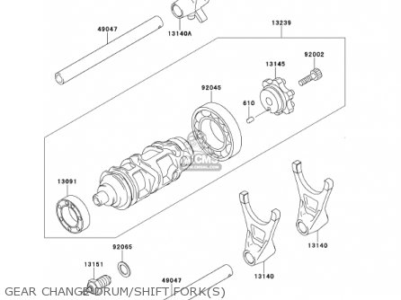 GEAR CHANGE DRUM/SHIFT FORK(S) - ZX900E2 NINJA ZX9R 2001 USA CALIFORNIA CANADA