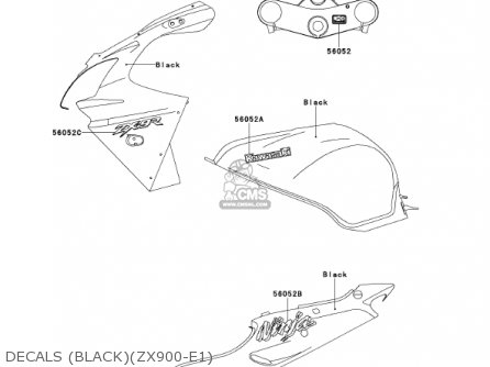 DECALS (BLACK)(ZX900-E1) - ZX900E2 NINJA ZX9R 2001 USA CALIFORNIA CANADA