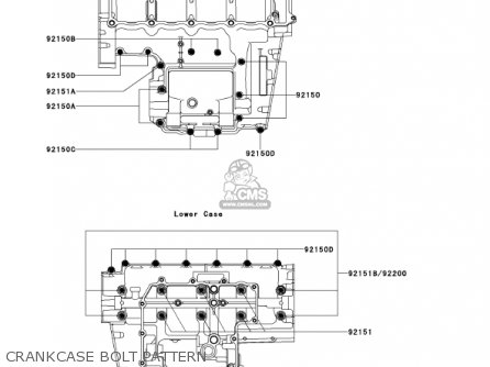 CRANKCASE BOLT PATTERN - ZX900E2 NINJA ZX9R 2001 USA CALIFORNIA CANADA