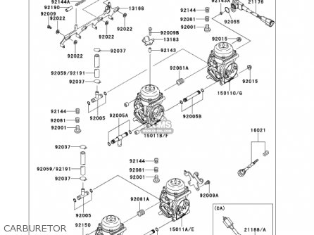 CARBURETOR - ZX900E2 NINJA ZX9R 2001 USA CALIFORNIA CANADA
