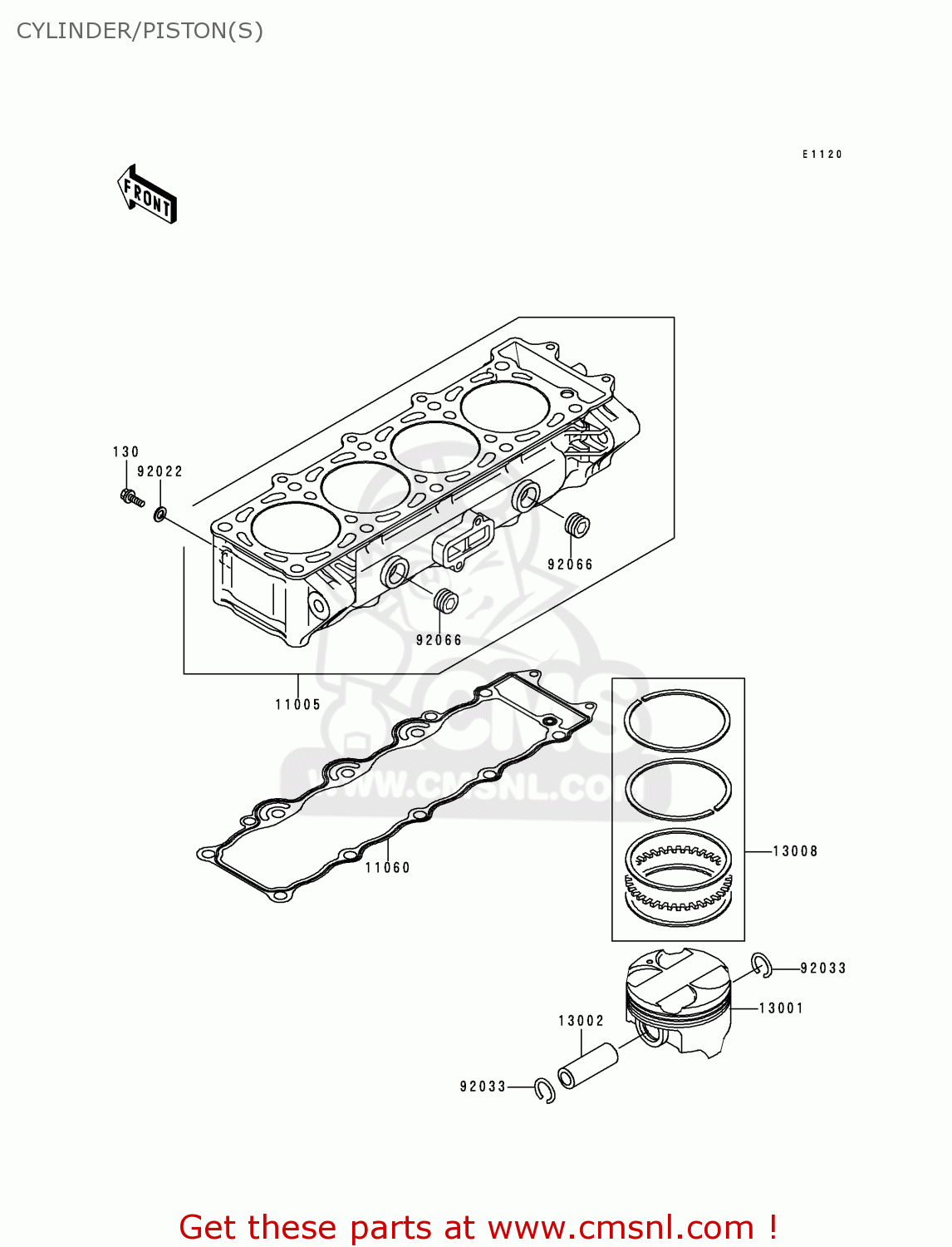 CYLINDER/PISTON(S) ZX900EH1 NINJA ZX9R 2000 EUROPE UK FR IS NR