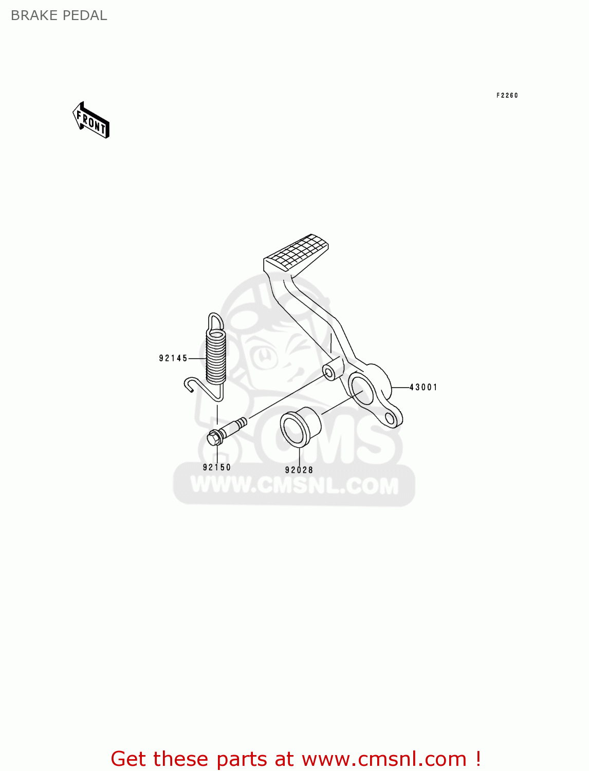BRAKE PEDAL ZX900EH1 NINJA ZX9R 2000 EUROPE UK FR IS NR