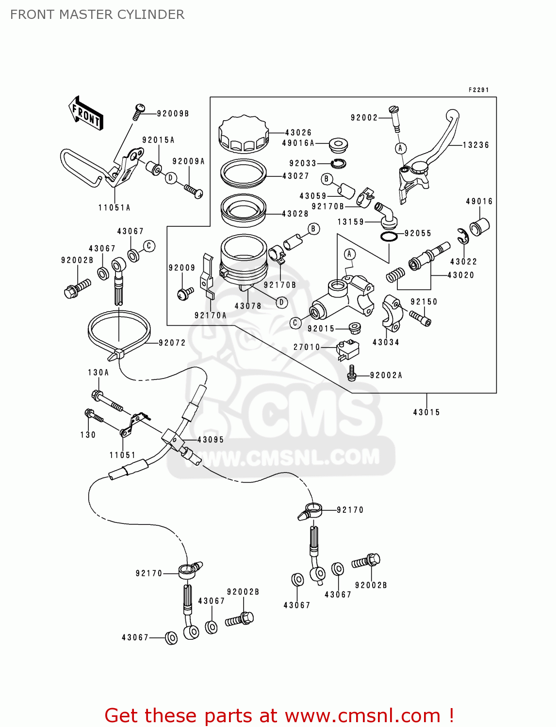 FRONT MASTER CYLINDER ZX900EH1 NINJA ZX9R 2000 EUROPE UK FR IS NR