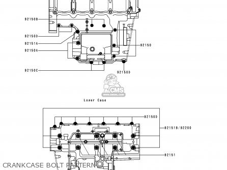 CRANKCASE BOLT PATTERN - ZX900EH1 NINJA ZX9R 2000 EUROPE UK FR IS NR