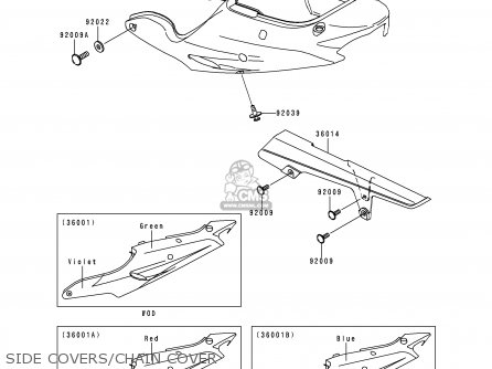 SIDE COVERS/CHAIN COVER - ZX900EH1 NINJA ZX9R 2000 EUROPE UK FR IS NR
