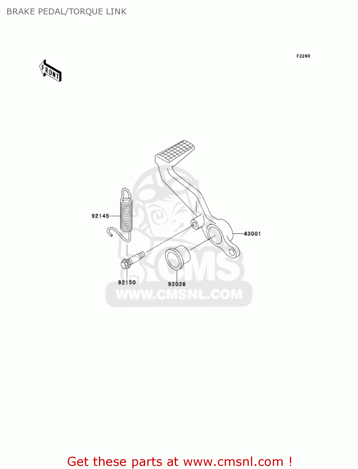 BRAKE PEDAL/TORQUE LINK ZX900F1 NINJA ZX9R 2002 USA CALIFORNIA CANADA