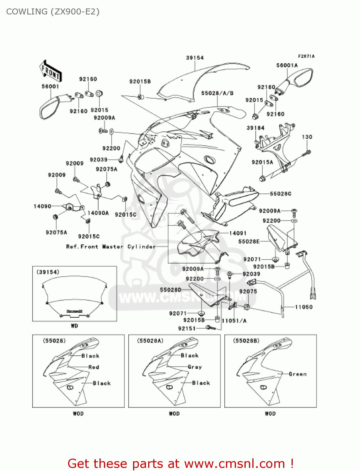 COWLING (ZX900-E2) ZX900F1 NINJA ZX9R 2002 USA CALIFORNIA CANADA