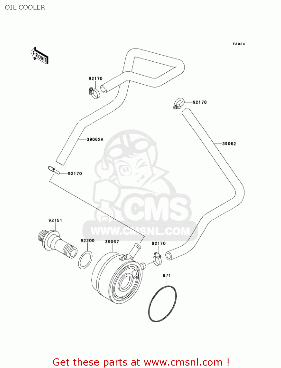OIL COOLER ZX900F1 NINJA ZX9R 2002 USA CALIFORNIA CANADA