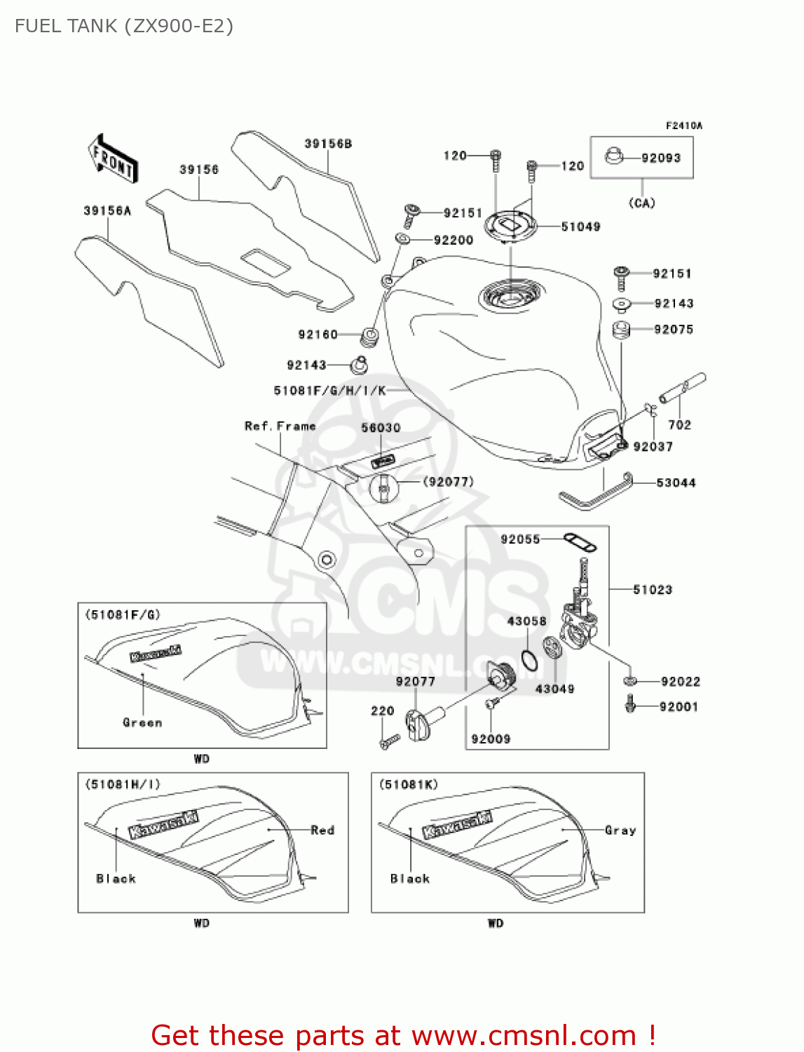 FUEL TANK (ZX900-E2) ZX900F1 NINJA ZX9R 2002 USA CALIFORNIA CANADA