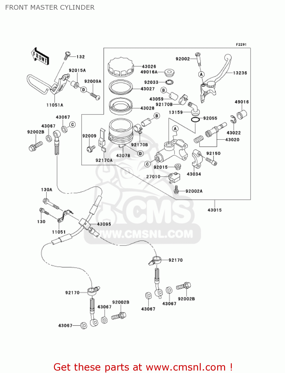 FRONT MASTER CYLINDER ZX900F1 NINJA ZX9R 2002 USA CALIFORNIA CANADA