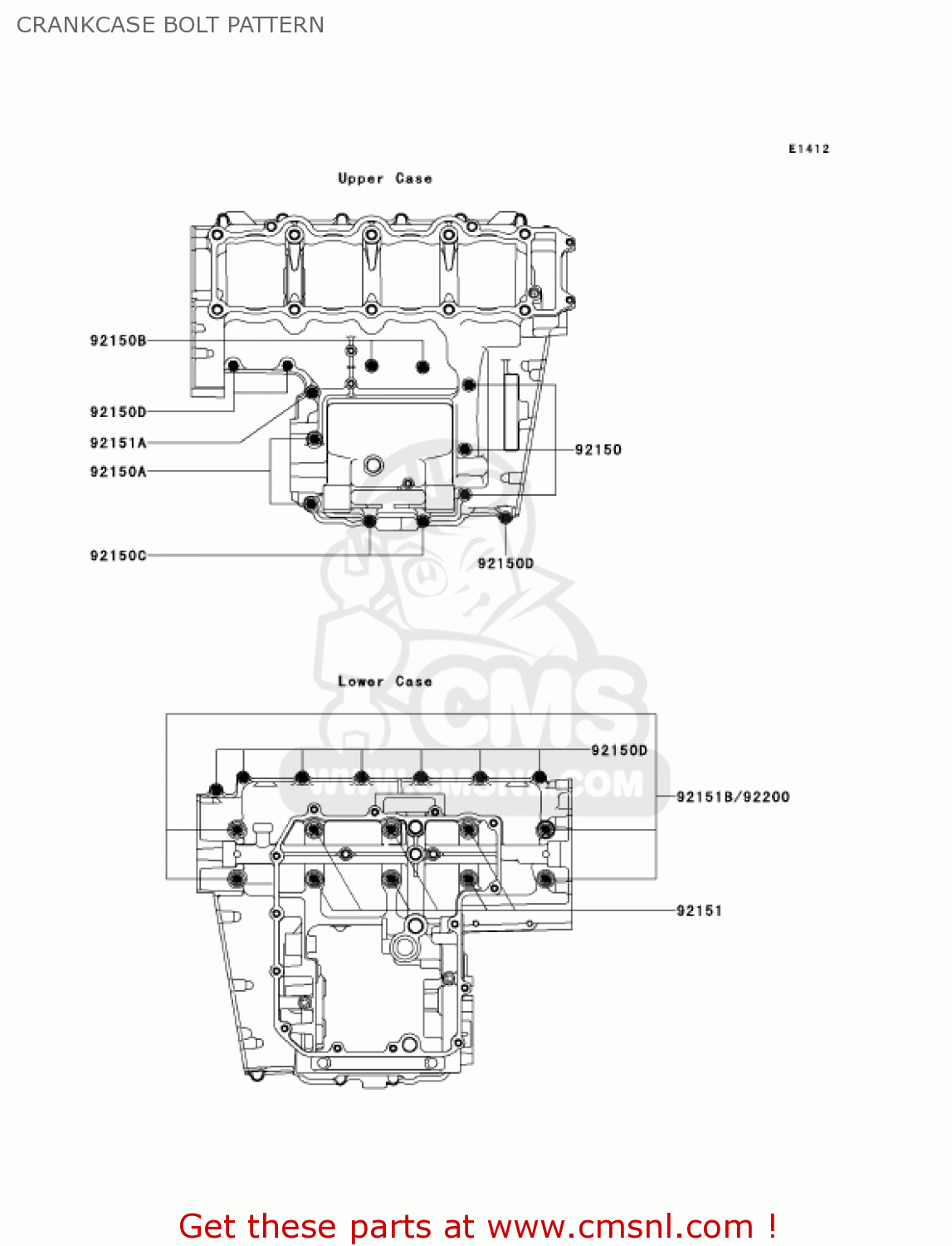 CRANKCASE BOLT PATTERN ZX900F1 NINJA ZX9R 2002 USA CALIFORNIA CANADA
