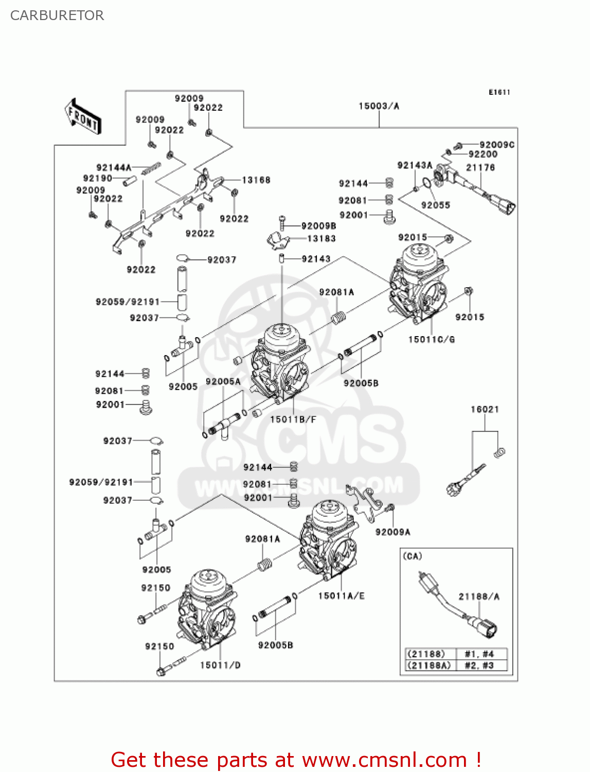 CARBURETOR ZX900F1 NINJA ZX9R 2002 USA CALIFORNIA CANADA
