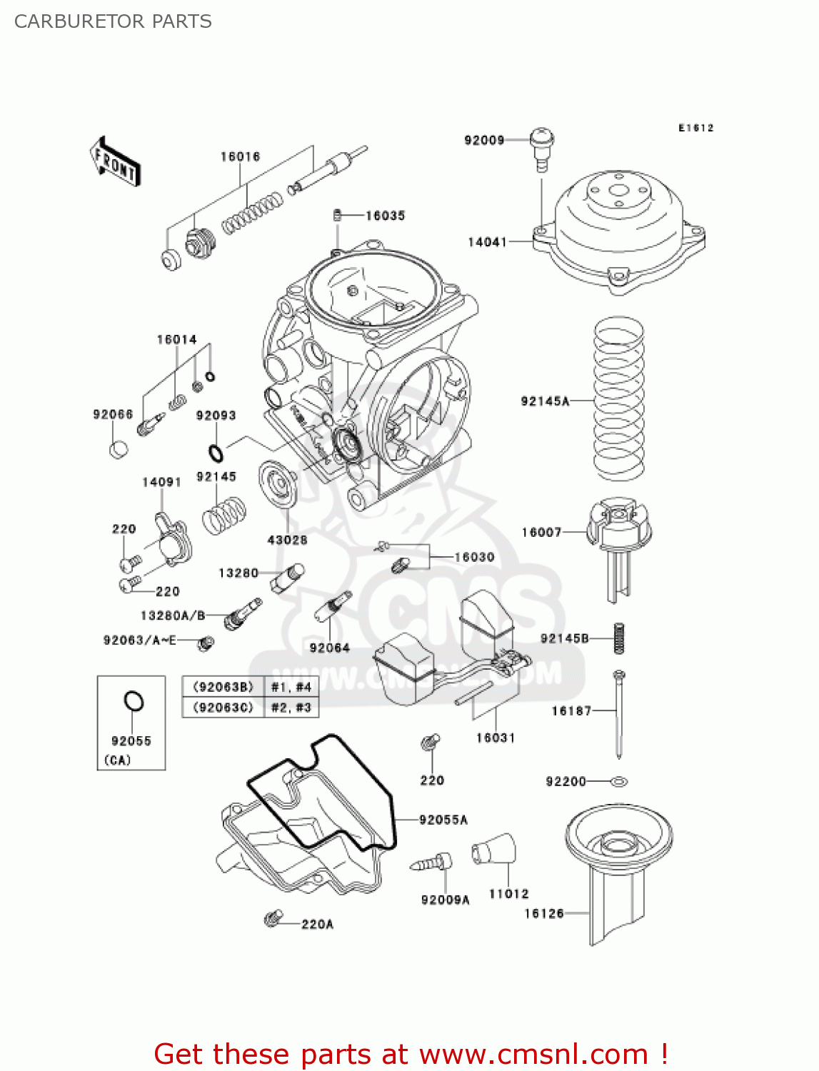 CARBURETOR PARTS ZX900F1 NINJA ZX9R 2002 USA CALIFORNIA CANADA