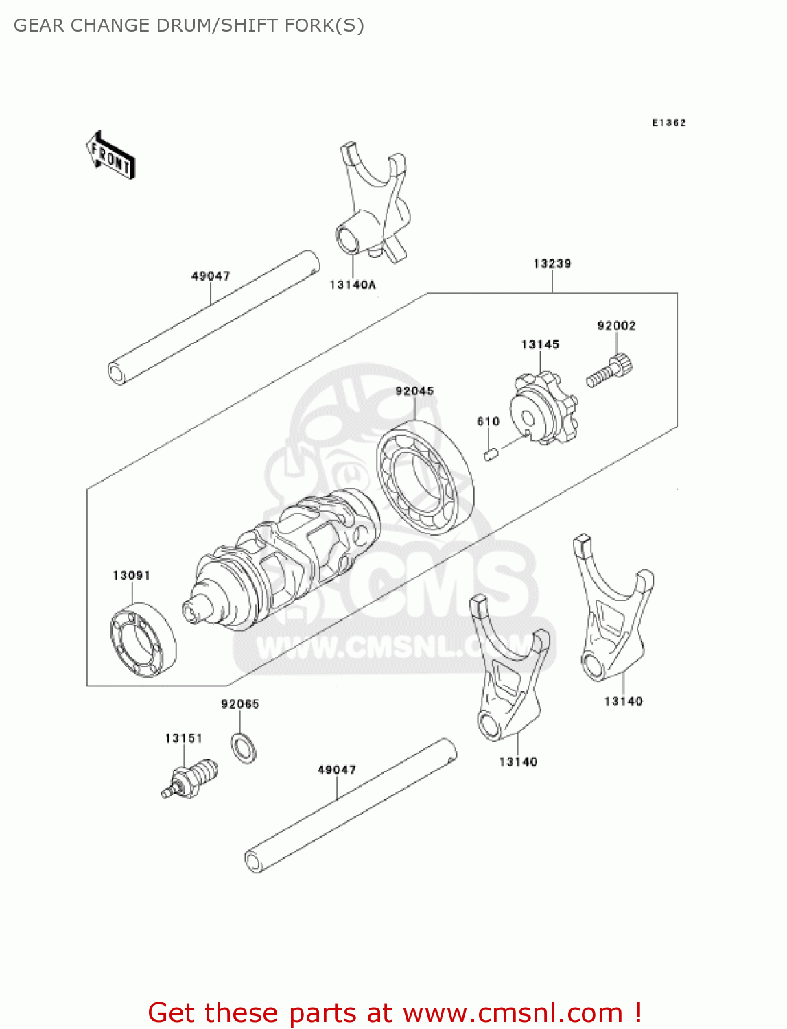 GEAR CHANGE DRUM/SHIFT FORK(S) ZX900F1 NINJA ZX9R 2002 USA CALIFORNIA CANADA