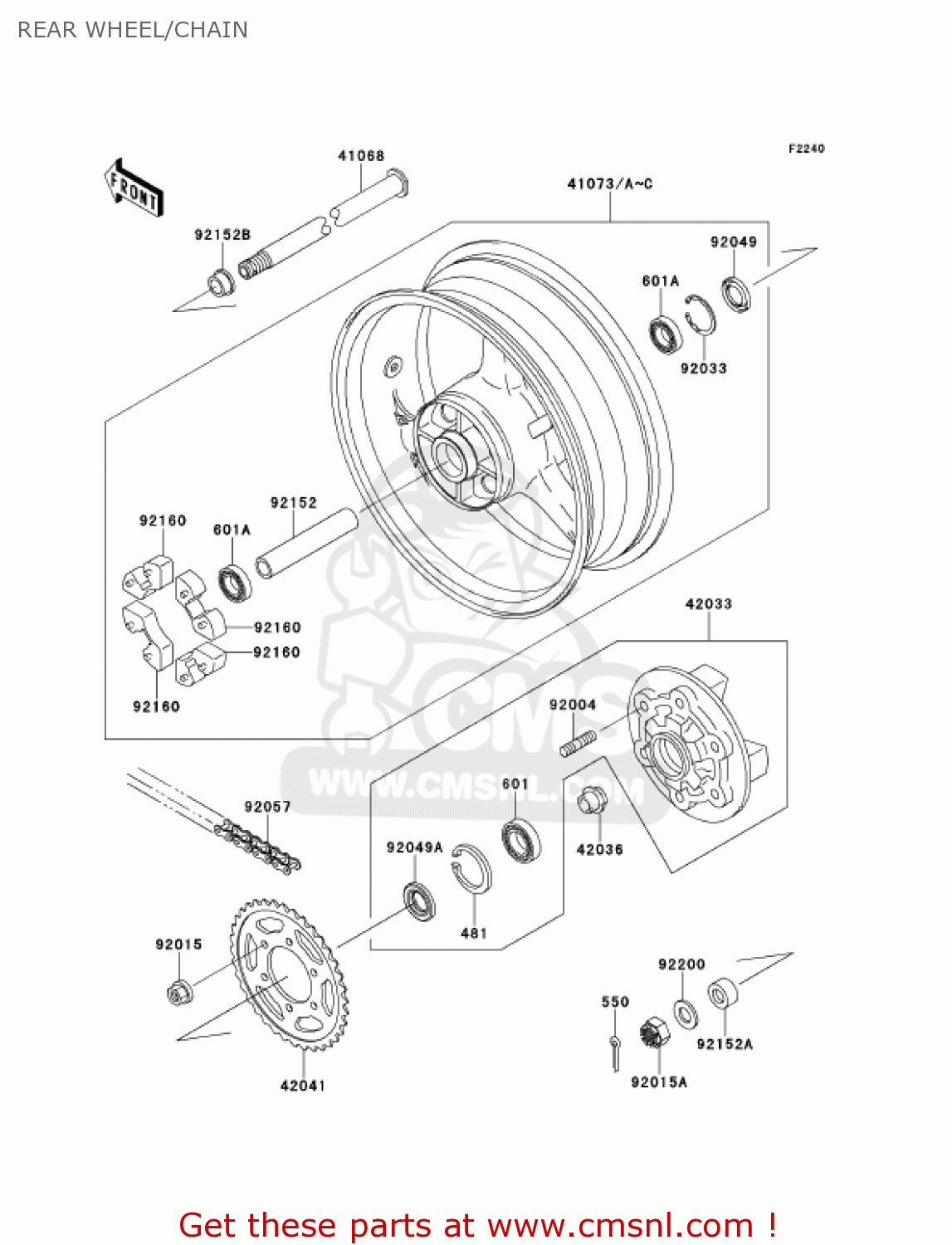 REAR WHEEL/CHAIN ZX900F1 NINJA ZX9R 2002 USA CALIFORNIA CANADA